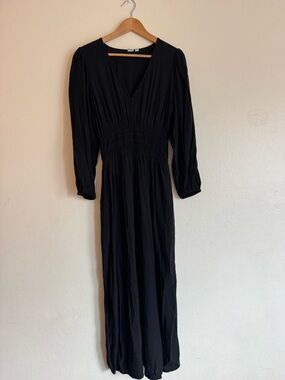 GAP Black V-Neck Smocked Waist Maxi Dress *Flaws